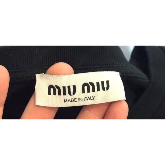 Miu Miu Black Long Sleeve Shirt With Embroidered Logo & Mushroom Graphic Size Me - Picture 4 of 7